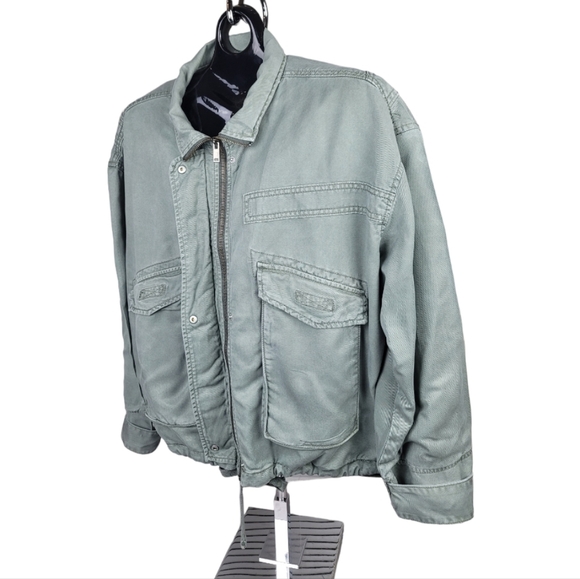 AMERICAN EAGLE‎ OUTFITTERS Women's Olive Green Utility Zip Cargo Pockets Jacket - Picture 2 of 8